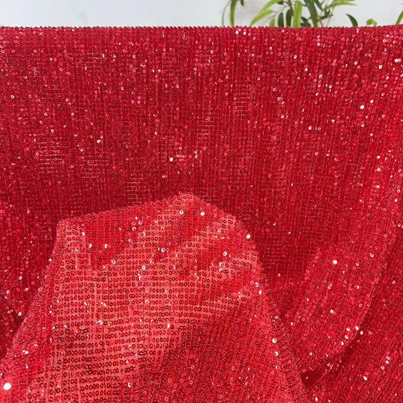 3mm Straight Flat Sequins Embroidered Fabric Robust Beads Embroidery Mesh Wedding Dress Children's Clothing Sequin Fabric