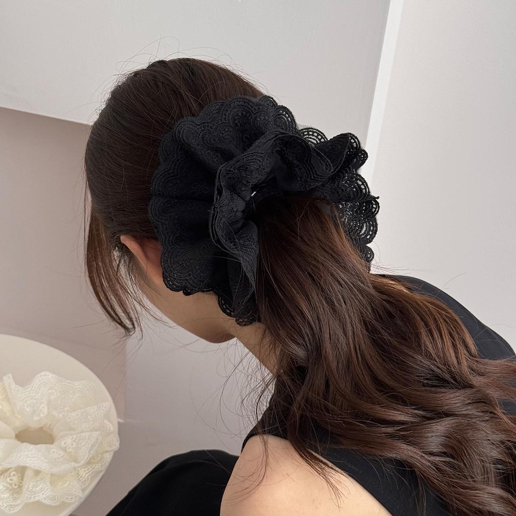 New Retro Versatile Lace Multi-layer Large Intestine Hair Band Ponytail Ball Head Tie Hair Headrope Hair Accessories Women