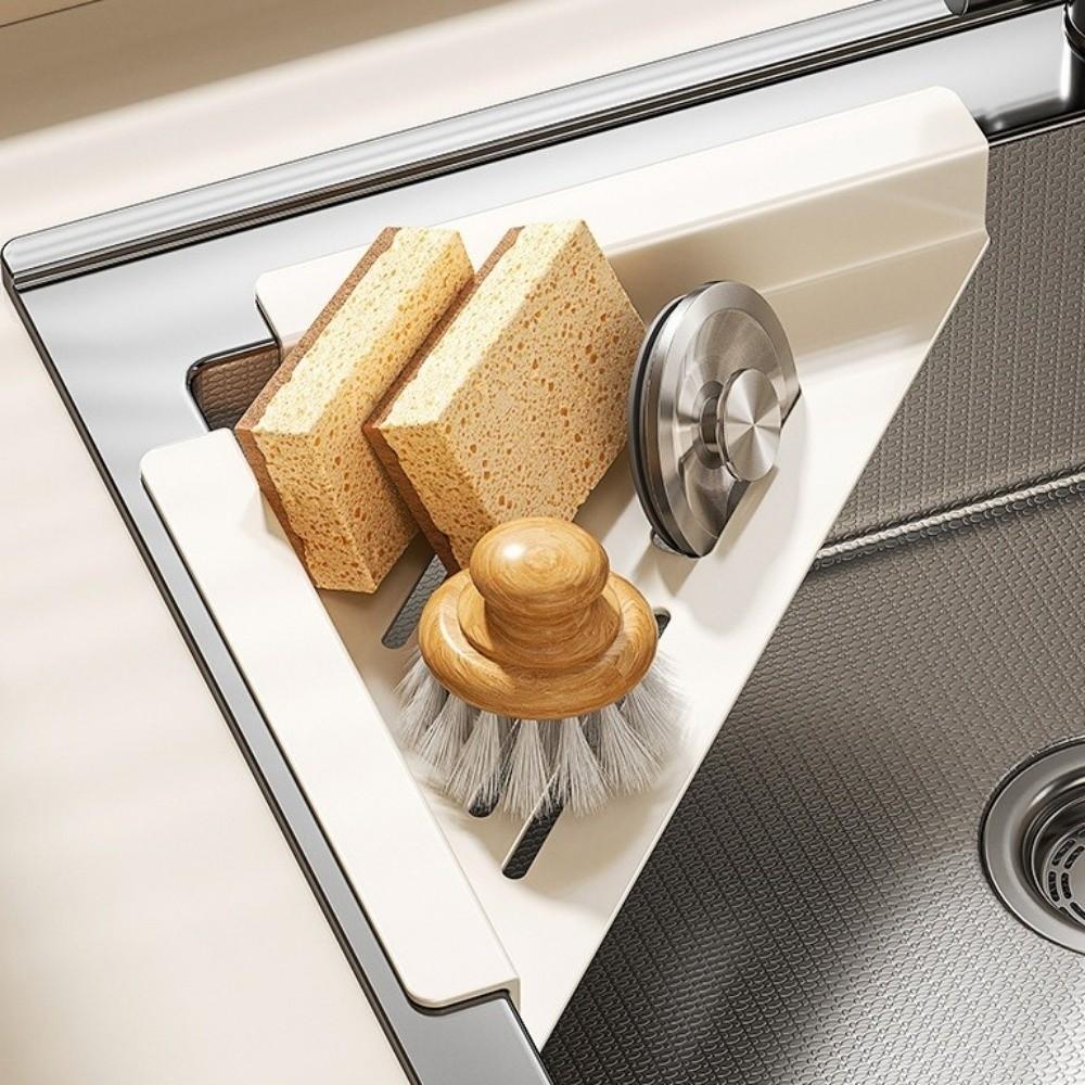 Triangular Sink Corner Rack Hollowed Dish Drying Rack Practical Sink Drain Shelf  Bathroom