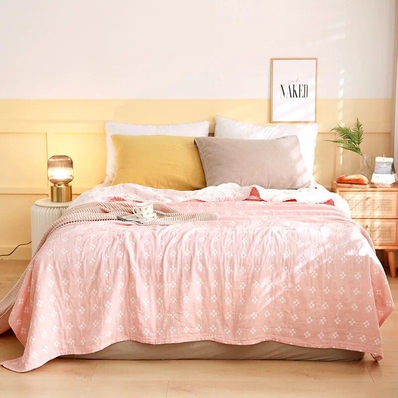 Plaid Blanket for Bed Double Queen King Bedspread Gauze Summer Thin Towel Quilt Coverlet Autumn Winter Sheet Bed Sofa Cover