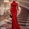 Women Sexy Halter Off Shoulder Long Sleeve Mermaid Long Evening Party Dress