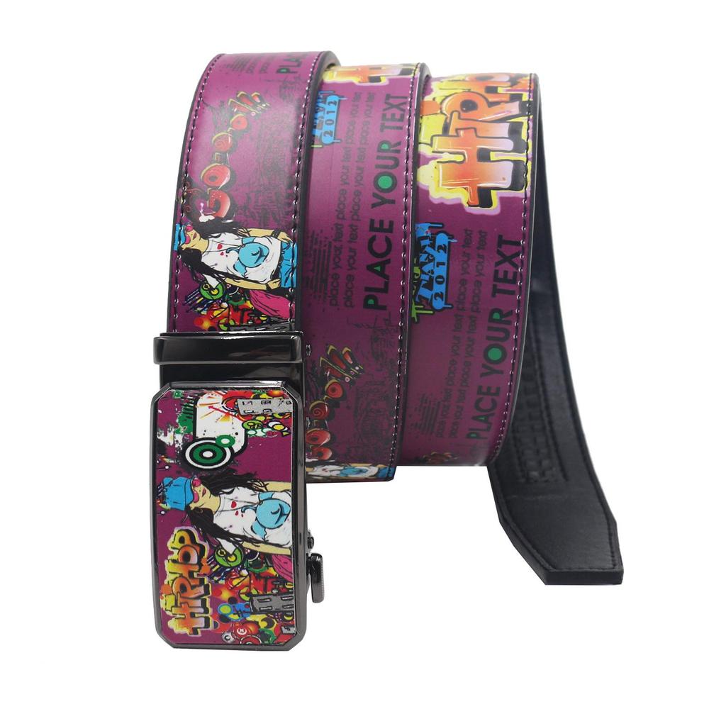 Originaler Lässiger Ledergürtel mit Graffiti-Print - Y2K-Stil, Vielseitiges Europäisch-Amerikanisches Design