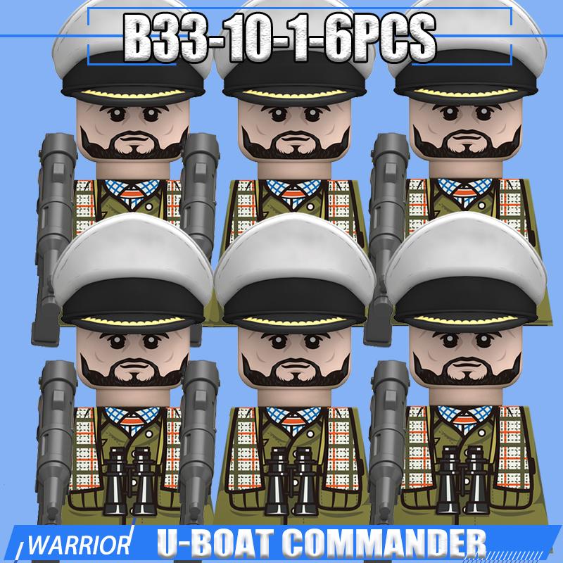 WW2 Military Navy Soldier Figures Building Blocks Leader Army Warrior Boat Commander Artillery Accessories Gun Bricks Toys Gifts