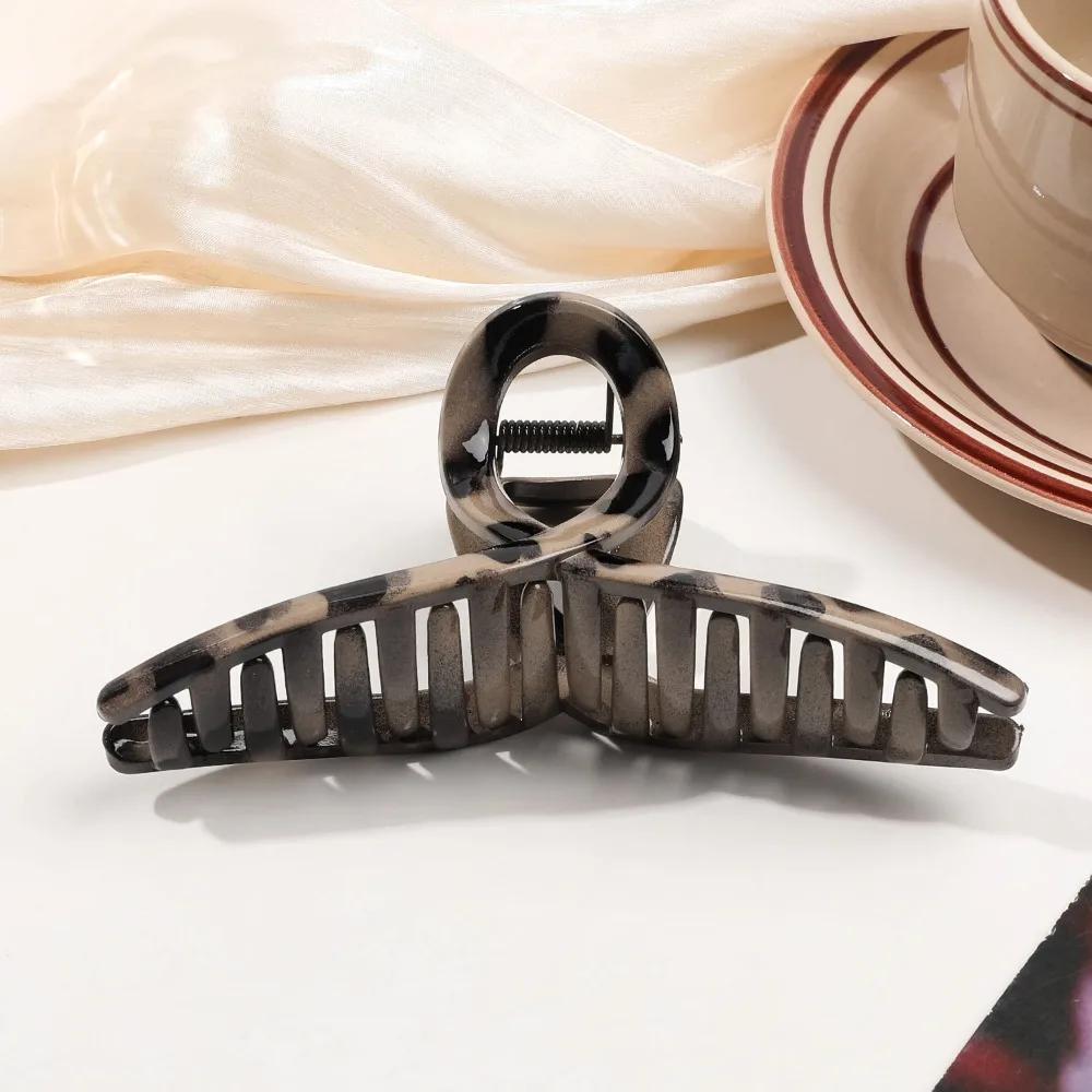 Large Small Leopard Print Hair Claw Clip for Women Thick Hair Elegant Bowknot Cross Geometric Catch Clamp Hairgrip Accessories