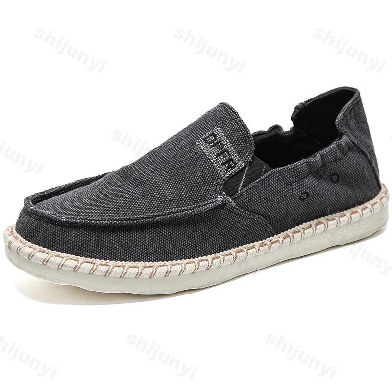 Fashion Men's Retro Canvas Shoes Lightweight Soft Sole Loafers 2025 Spring Autumn Round Toe Non-slip Sneakers Zapatillas De Deporte