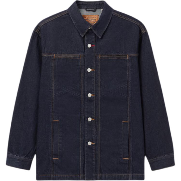 Levis Color Block Button Down Loose Fit Long Sleeve Denim Jacket Men jackets Dark-Blue 0017H-0000