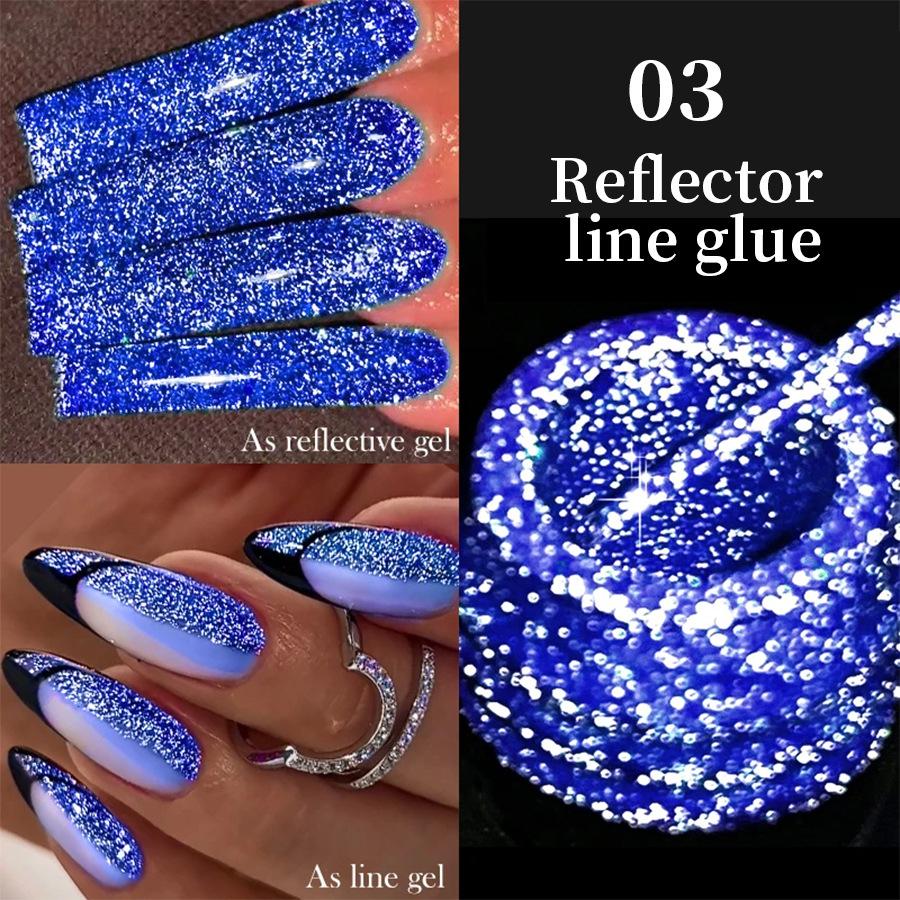 3D Metallic Nail Line Gel High Shine Reflective Flash Chrome DIY & Salon Use Dazzling Sparkle Nail Art Stripe Gel