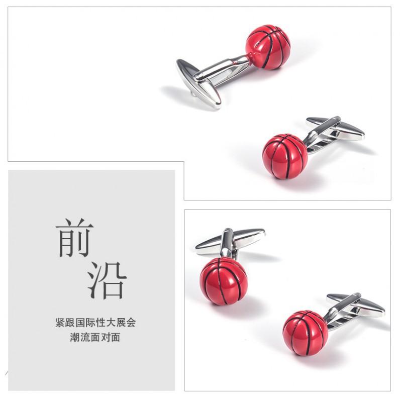 Spot New Baked Paint Fun Basketball Shaped Metal Cufflinks Foreign Trade Casual French Shirts Wholesale