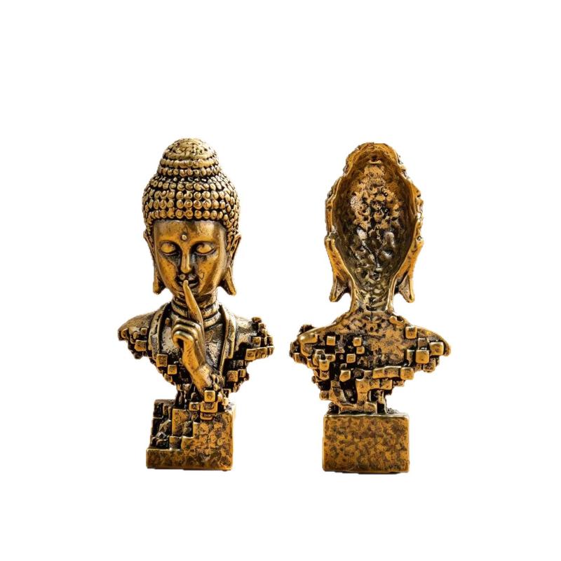 1/3Pcs Brass Silent Buddhism Statue Desktop Ornament Vintage Buddhism Decoration Pocket Figure Home Office Decor