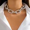 PuRui Punk Thick Chunky Link Chain Necklace for Women Classic Choker Zircon On The Neck Collar Ladies Party Accessories Fashion
