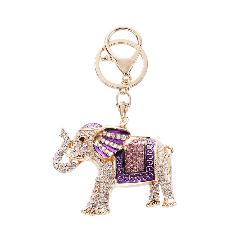 Fashion Rhinestone Elephant Keychains Cute Animal Keyrings Car Key Chain Women Bag Charm Pendant Jewelry