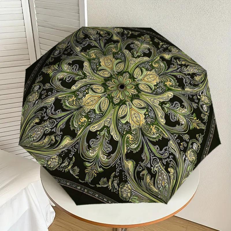 1PC Floral Pattern Umbrella-8-Rib Reinforced Portable Folding Travel Suitable for All Seasons Outdoor Daily Use Is an Ideal Choice -K0344