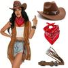 Chapéu de Rodeio Estilo Vintage com Cinto e Conjunto de Joias Ocidentais Combinando