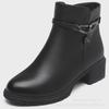 Damen Winterstiefel aus echtem Leder mit mittlerem Absatz - Weiche Sohle, Warm, Bequem für Mittelalte & Ältere