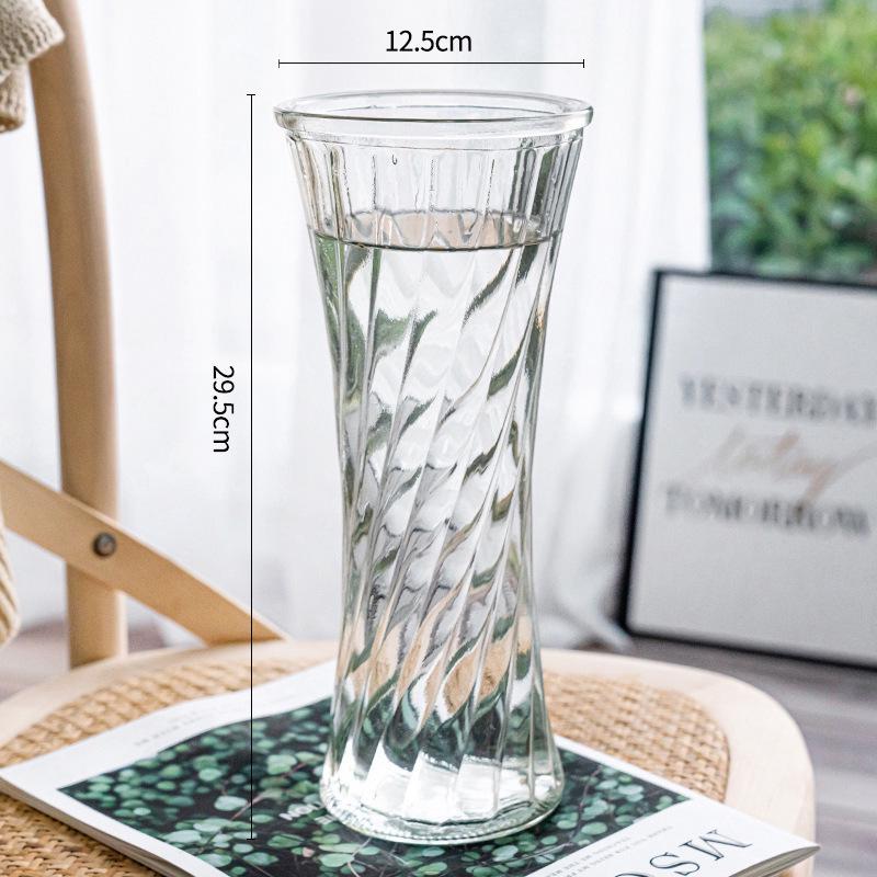 Nordic Cone-Shaped Transparent Glass Vase for Lucky Bamboo and Flowers