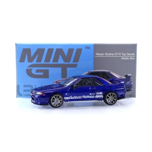 

TrueScale Miniatures MINI GT 1/64 Nissan Skyline GT-R VR32 Top Secret Metallic Blue Right-Hand Drive Finished Model