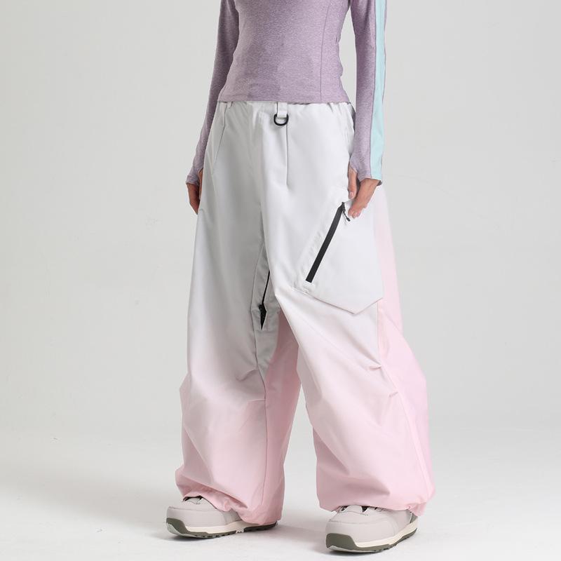 New Unisex Windproof Waterproof Ski Pants - Warm, Solid Color, Loose Fit for Outdoor Snowboarding