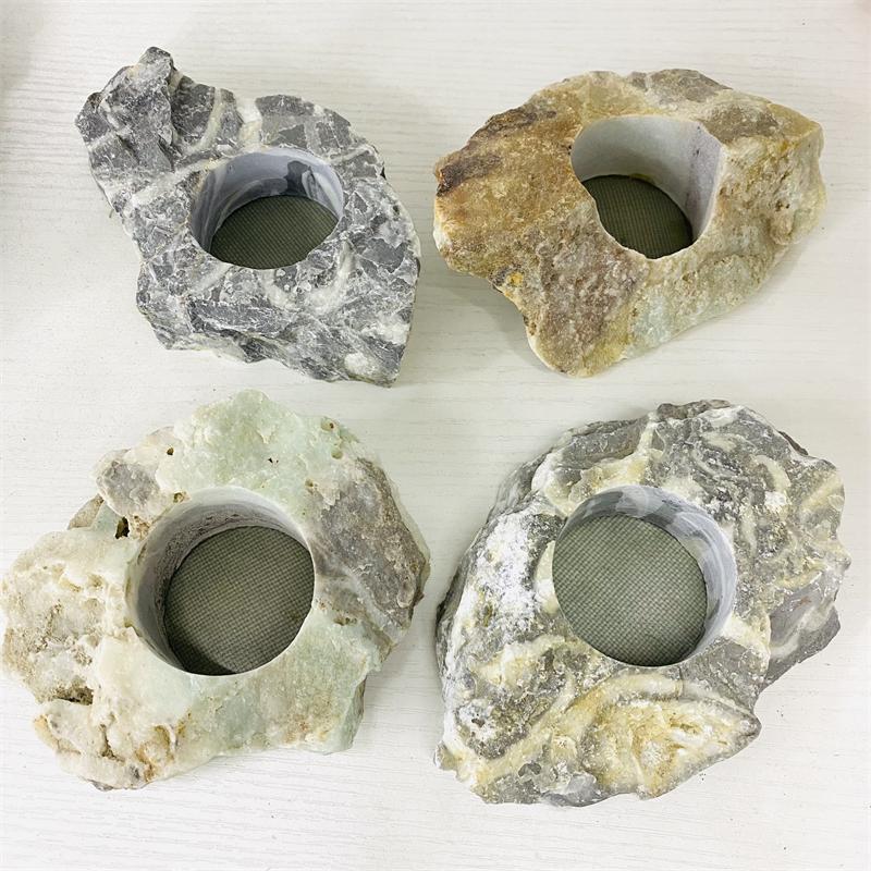 Wholesale Natural Crystal Amazonite Candle Holder For Souvenir And Decoration (Blue,S)