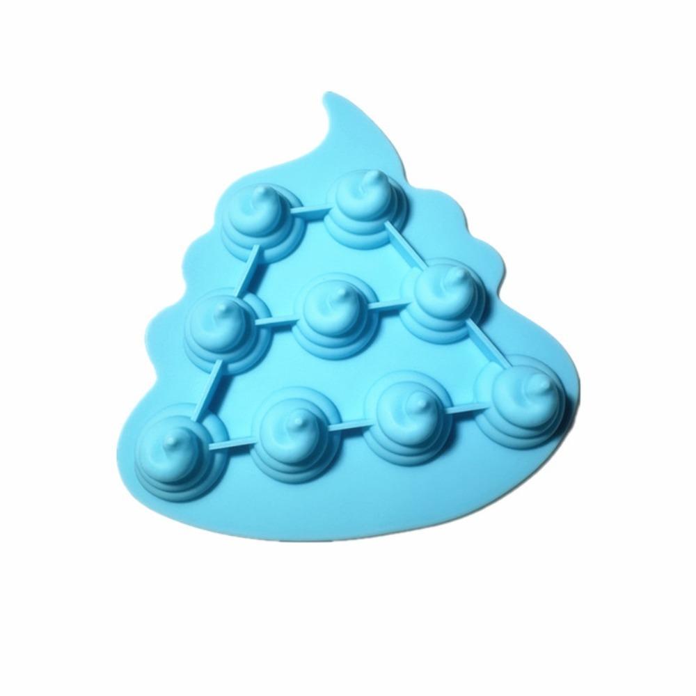 

New Fecal Shape Silicone Ice Cube Funny Spoof 9 Grids Chocolate Tray Mold Ice Box небесно-голубой