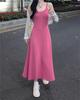 Women's Suspender Pink Dress Women's Summer New Outer Wear Spice Girl Chic Waist Slim Fit Inside Temperament Dress