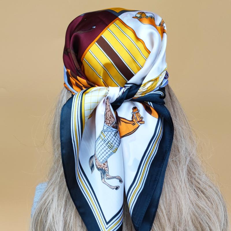 The Four Seasons Beach Kerchief New Style Sunscreen Silk Hijab Women Popular Design Headscarf Luxury 70X70CM Square Scarves