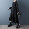 Long Sleeve Plus Size Black Cotton Vintage New In Dresses for Women Spring Autumn Casual Loose Dress
