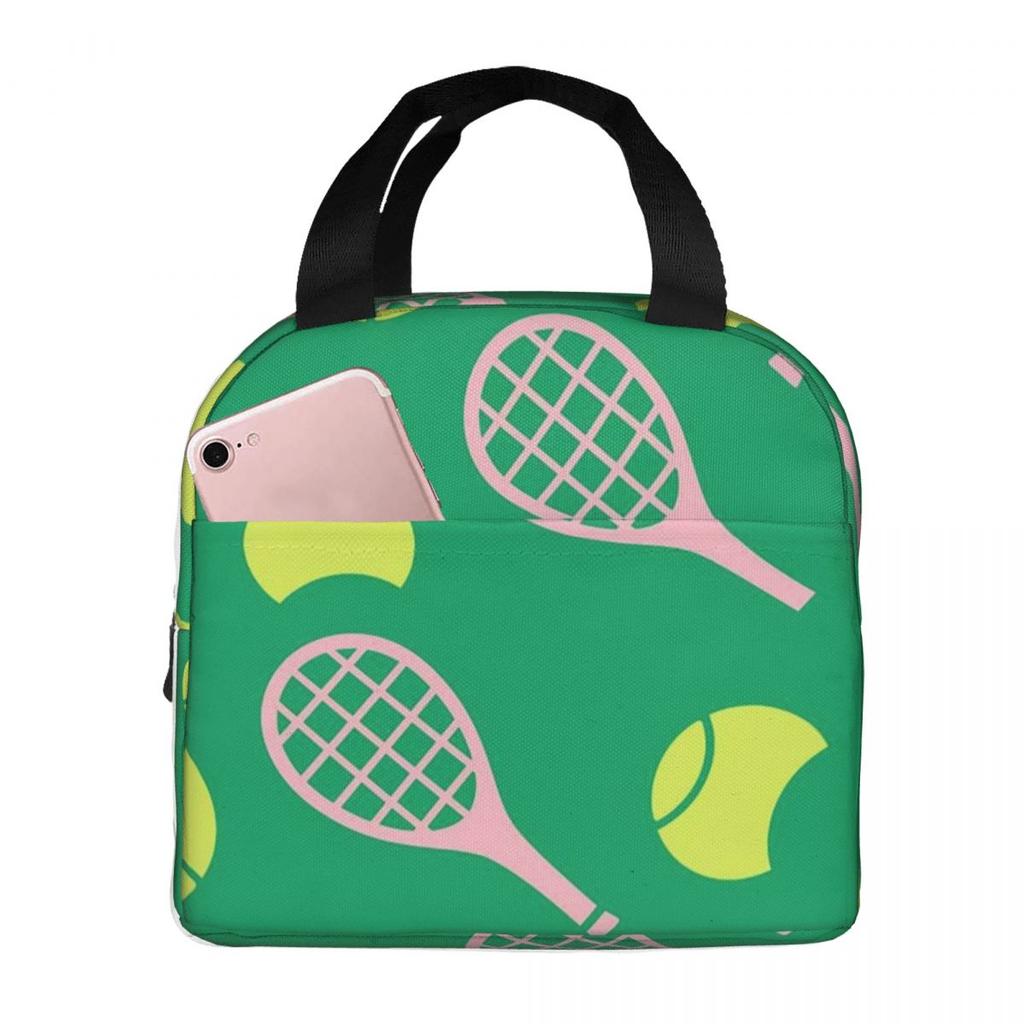 Vibrant Baseball And Tennis Pattern Insulated Lunch Bag for Women Children Portable Food Boxes Thermal Lunch Box Tote