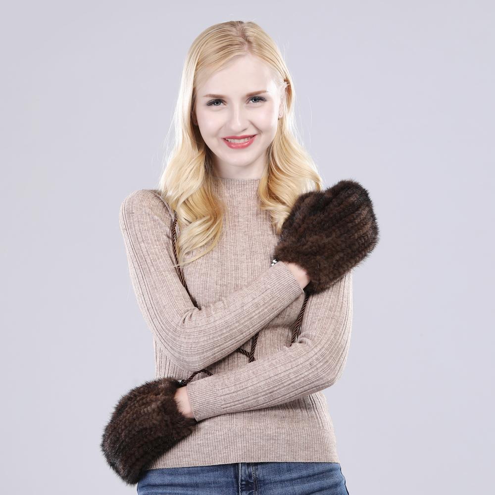 Fashion Winter Real Mink Fur Gloves Soft Warm 100%Natural Mink Fur Gloves Women Good Elastic Genuine Fur Gloves Knitted Fur Glove