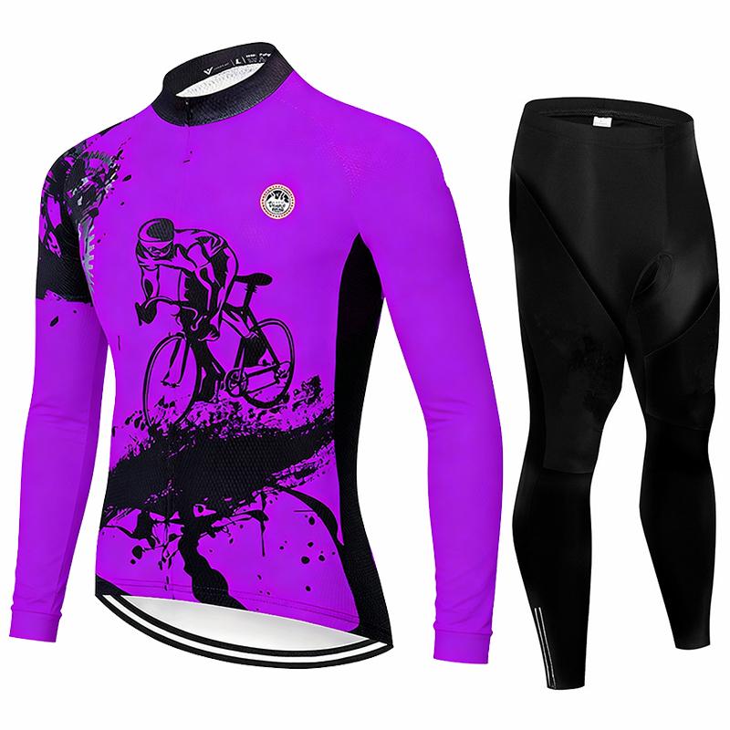 Team 2026 New Spring /Autumn Men Cycling Jersey Long Sleeve Set MTB Bike Clothing Maillot Ropa Ciclismo Racing Bicycle Clothes