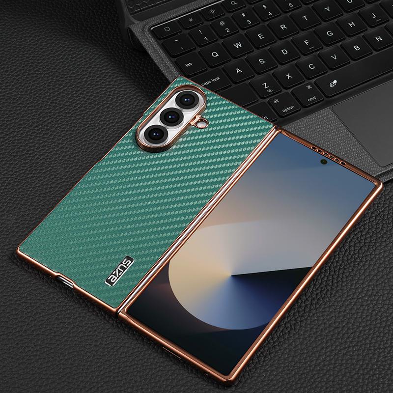 For Samsung Galaxy Z Fold 7 Case Luxury PU Plating Carbon Fiber Protective Back Cover Case For Samsung Z Fold 7 6 5 4 3 Shell