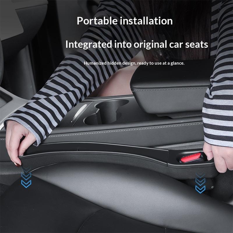 Car Seat Gap Filler Organizer TPE Side Seam Car Gap Filler Leakproof with Storage for Tesla Model 3 Highland Model Y Juniper