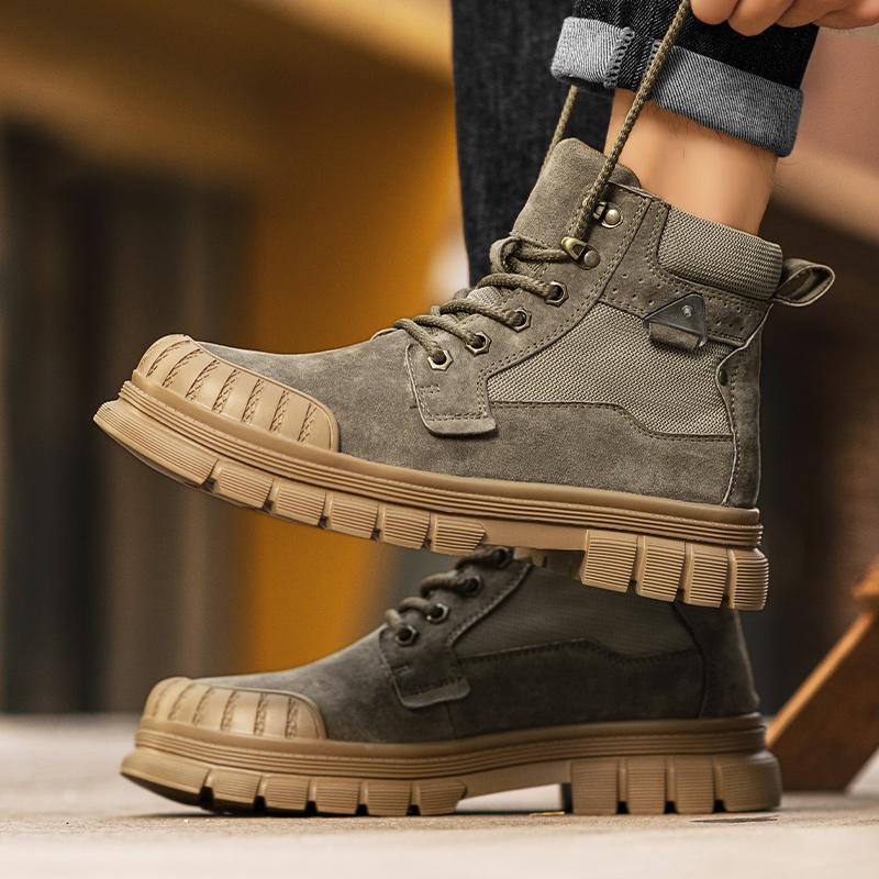 Fashion Men's Shoes Brand Lace-Up Men's Motocross Boots 2024 New Arrival Classic Male High Top Sneakers Leather for Men Outdoor Boots