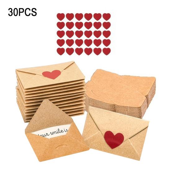 30/60 Stück Mini-Liebesbotschaften DIY Kleine Karten Herz-Aufkleber Liebesbotschaft mit Umschlägen Valentinstag Romantisch