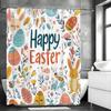 Happy Easter Bunny Floral Egg Shower Curtain, Bathroom Decorative Shower Curtain, Waterproof Shower Curtain with Hooks