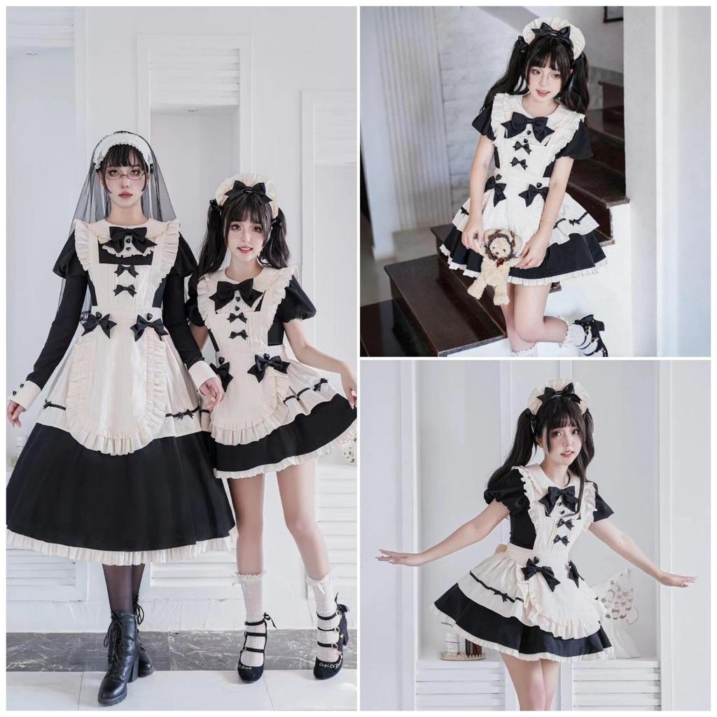 KALAOK Maid Costume Cosplay Cute Halloween Popular for School 8295 Small Set, Maid, Costume, Festivals, Women's Costumes, Beige,