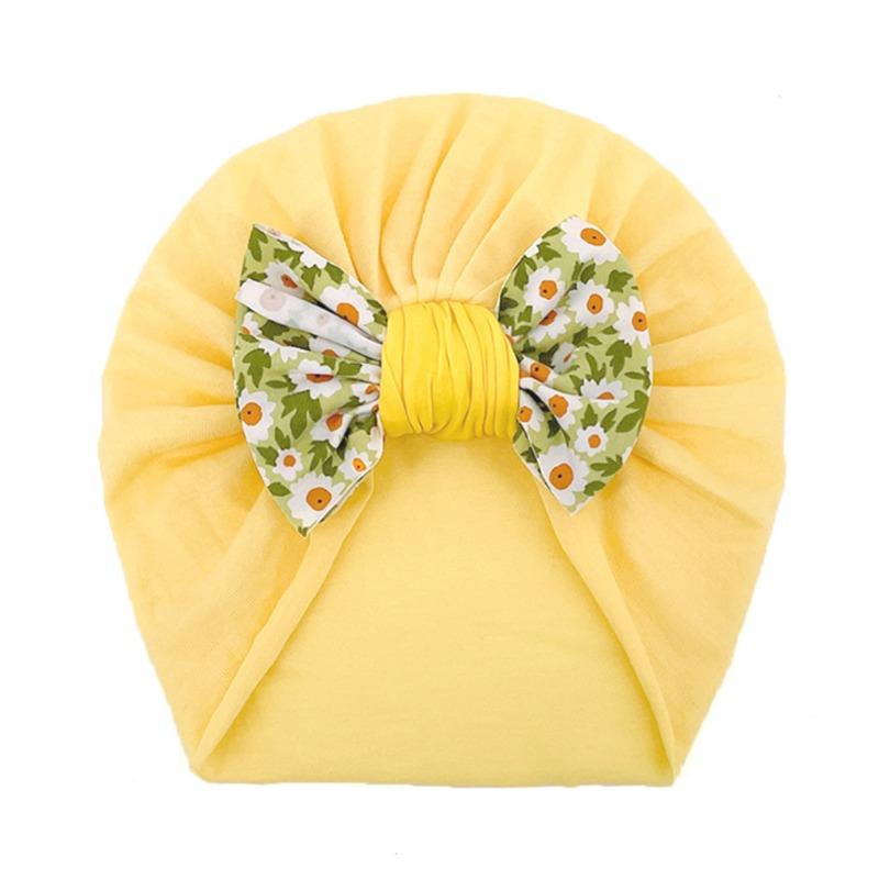 New Infant Printed Bow Hat Children's Comfort Warm Hat Baby Fontanelle Hat Dome