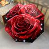 1 PC Automatic Folding Umbrella - Red Roses Pattern, Portable & Foldable Design with 8 Ribs, Christmas Birthday Gifts