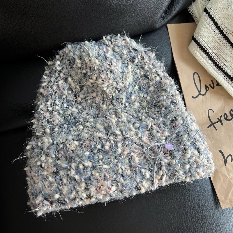 

Японская милая шапка из смесовой шерсти, разных цветов, для женщин, на осень и зиму. Утепленная, теплая, с защитой ушей. Повязка на голову. Маленькая вязаная шапка с лицом. one size