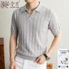 Men's Casual Striped Knit Polo Shirt