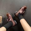 Autumn Retro Lace-Up Chunky Heel Square Toe Leather Shoes for Women