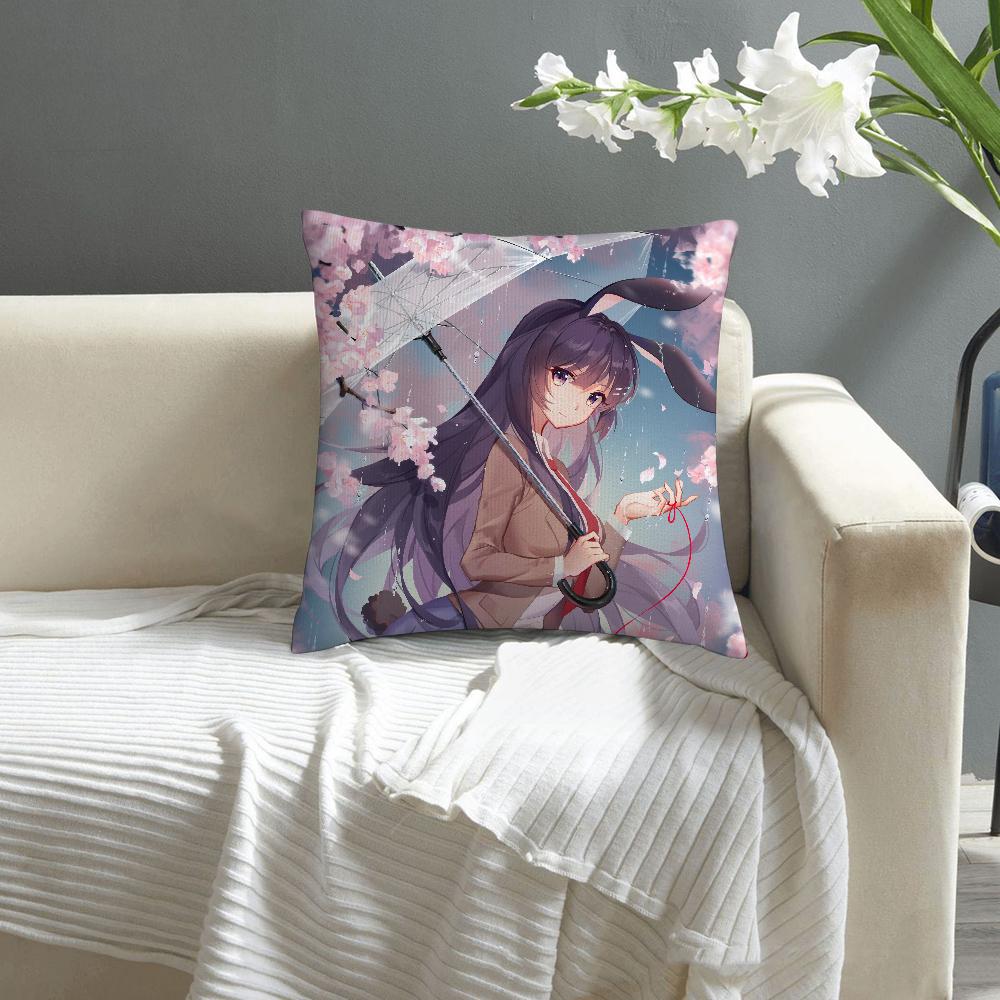 Mai S-Sakurajima Anime Pillow Case Sofa Decorative Home Double-sided Print Plush Square Throw Pillow Covers Cushion Decor Cover