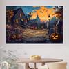 1Pcs Mysterious Castle Pumpkin Lantern Halloween Background Cloth  Ghostly Twilight Atmosphere Jumps Waves