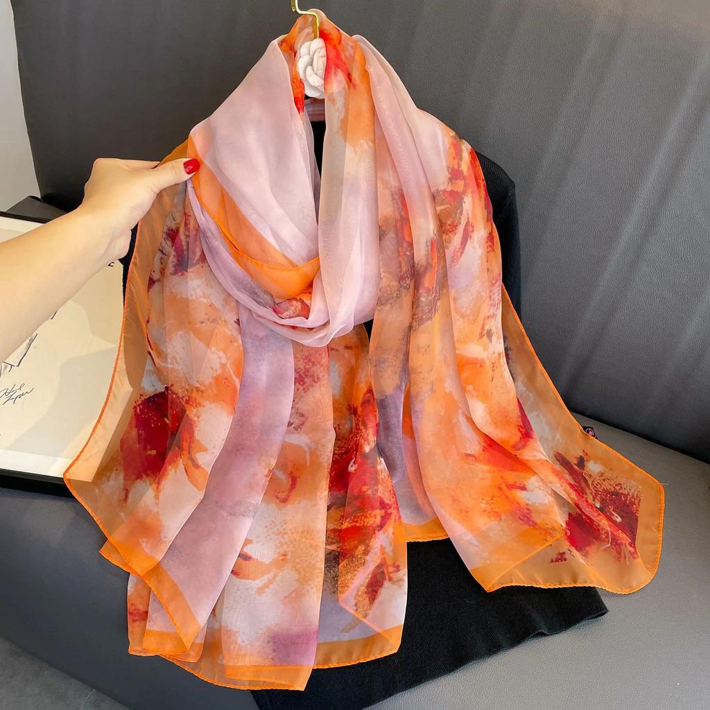 Women Scarf Fashion Large Silk Scarves Shawls Wraps Female Hijabs Pashmina Foulard Bandana Neck Hijabs Long Size Scarfs