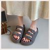 Summer new 2025 thick bottom heightening versatile beach sandals original retro open-toed beach non-slip one-word slippers