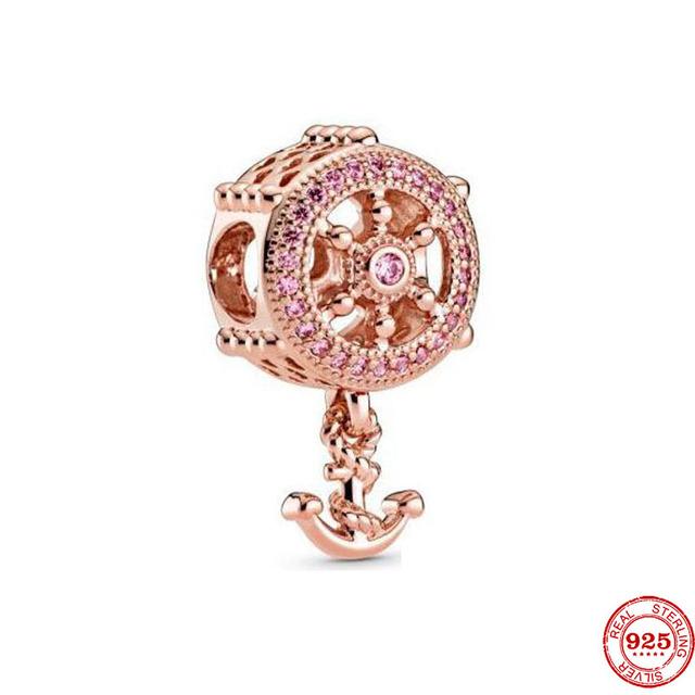 

Newst оригинальный ажурный розовый сверкающий цветок розы из бисера подходят модные подвески серебро 925 браслет ожерелье Diy женские ювелирные изделия