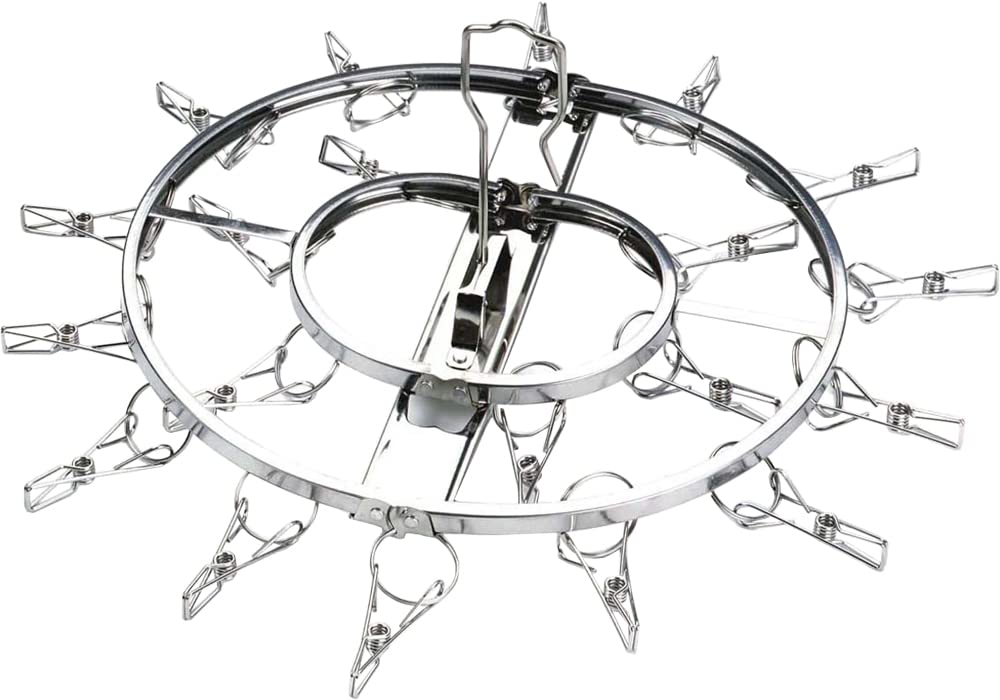 Shimomura Kikaku Durable and Long-Lasting Clothes Peg Hanger Round 20 Pegs Made in Japan Stainless Steel Rust-Resistant Pegs Avoid Tangling Sui 6340₽