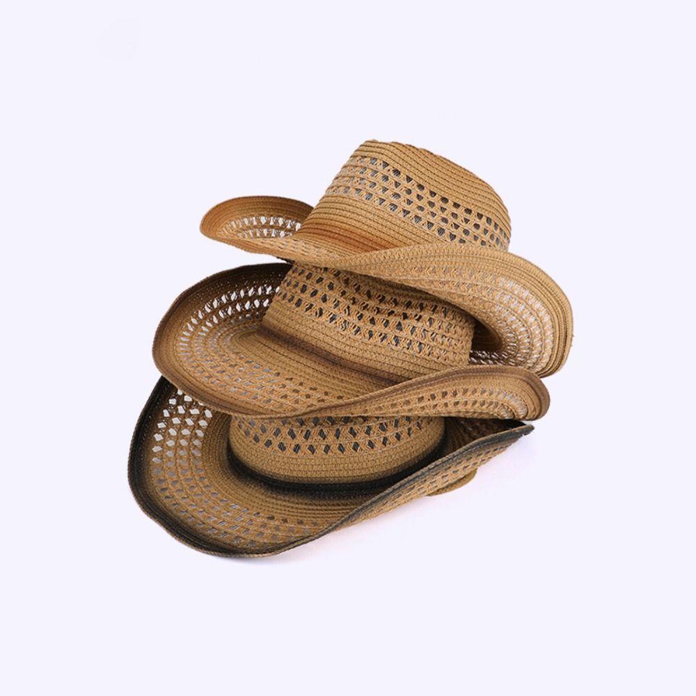 Ethnic Style Western Cowboy Hat Wide Brim Cowgirl Visor Cap Classic Sun Hat  Unisex