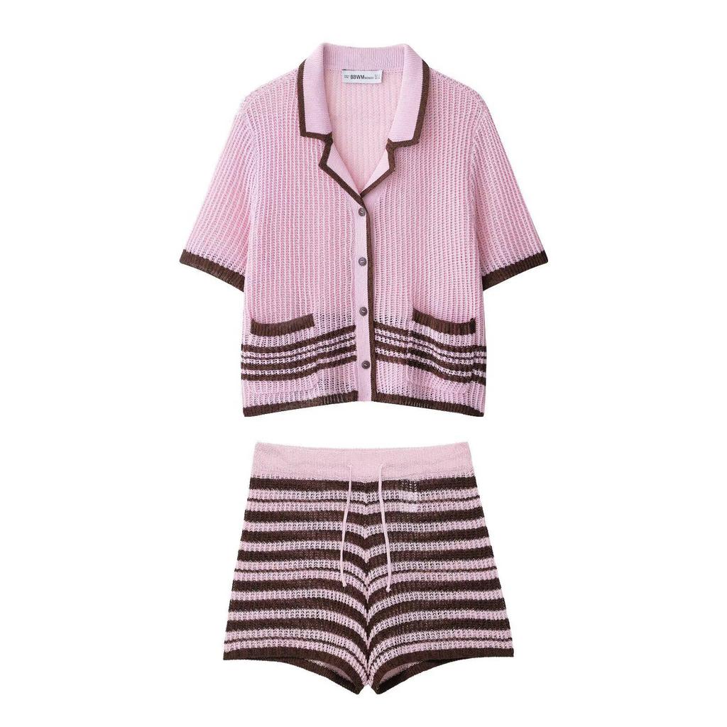 ZR Women's Summer 2025 Fashion Lapel Jacket & Shorts Set