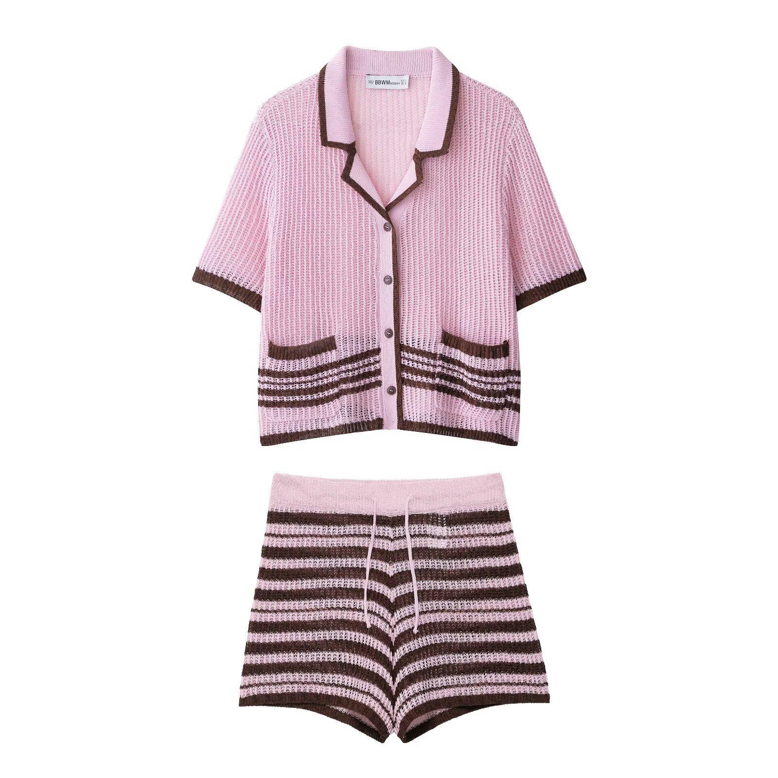 

ZR Women s Summer 2025 Fashion Lapel Jacket & Shorts Set Medium