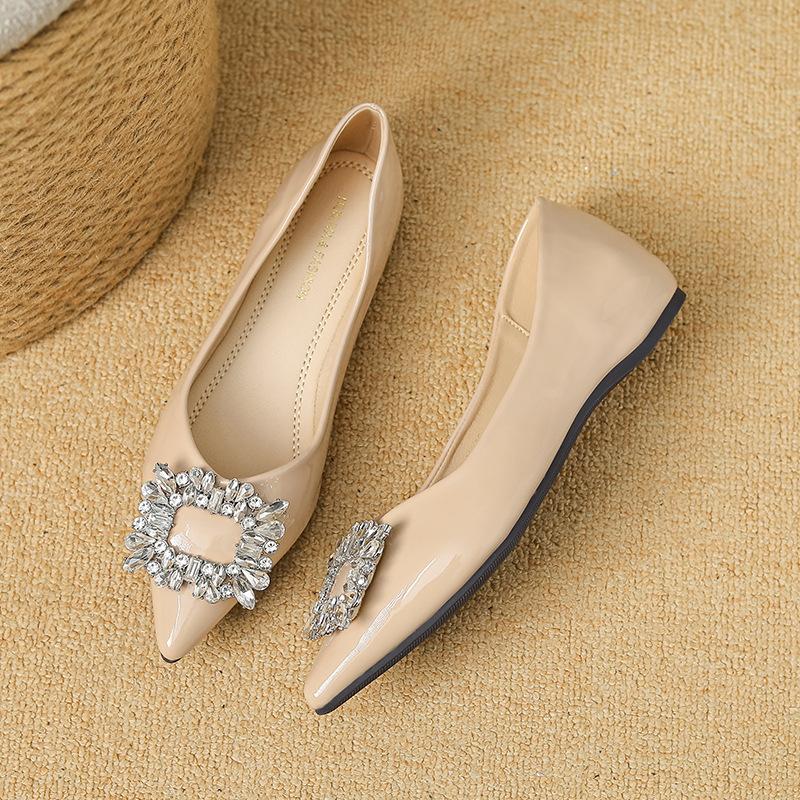 Huiliya rhinestone 2025 small fragrant French style inner height increase fashion single shoes pointed square buckle evening shoes
